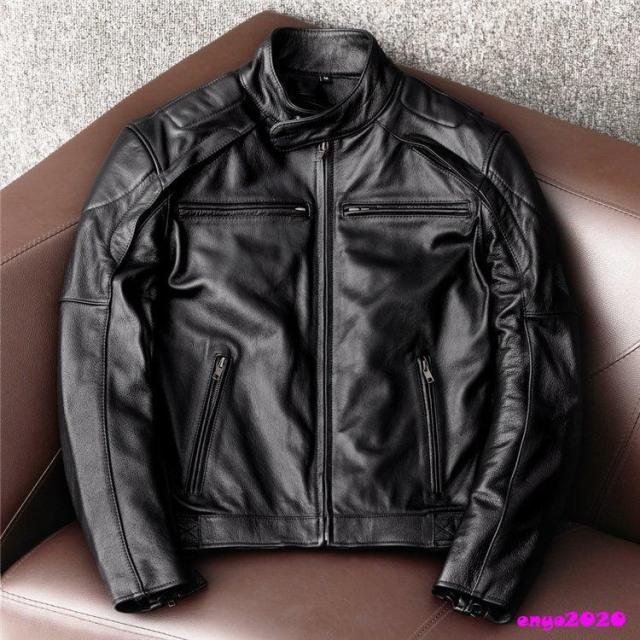 革ジャン レザージャケット バイクジャケット ライダース ジャケット 本革 牛革 防風 防寒 バイクウェア レザー お洒落 革ジャン メンズ_16