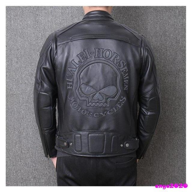 革ジャン レザージャケット バイクジャケット ライダース ジャケット 本革 牛革 防風 防寒 バイクウェア レザー お洒落 革ジャン メンズ_5