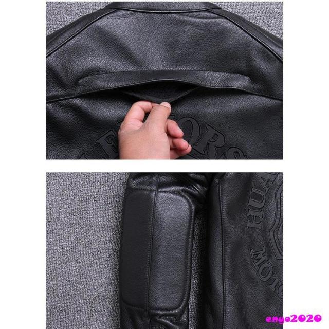 革ジャン レザージャケット バイクジャケット ライダース ジャケット 本革 牛革 防風 防寒 バイクウェア レザー お洒落 革ジャン メンズ_9