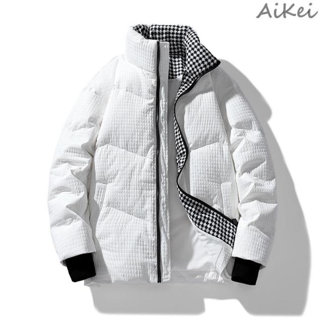 【爆買】ダウンジャケット メンズ 白 おしゃれ キルティングコート 立ち襟 切り替え 千鳥格子 軽量 暖かい 防寒着 アウトドア カジュアル 冬 ブランド