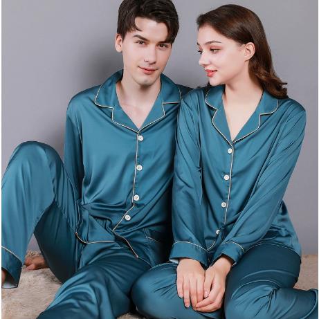 ペアパジャマ 高級アートシルクパジャマ 上下2セット