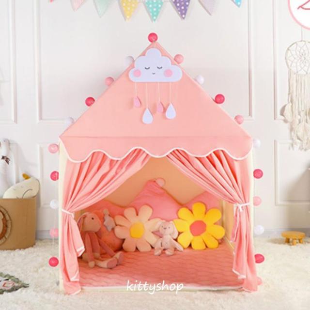 キッズテント 女の子 誕生日祝い 姫様 キッズテントハウス プレイハウス おもちゃ 子供テント 睡眠テント 室内 室外 子供用 テント ピンク_3