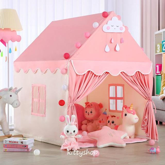 キッズテント 女の子 誕生日祝い 姫様 キッズテントハウス プレイハウス おもちゃ 子供テント 睡眠テント 室内 室外 子供用 テント ピンク_4