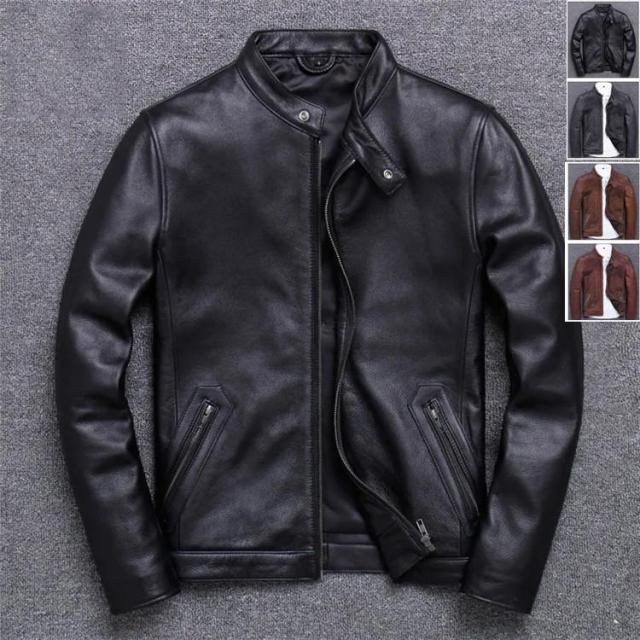 メンズ革ジャン 秋冬 レザージャケット ライダースジャケット 立ち襟