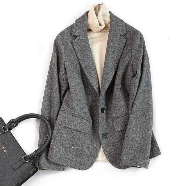 フォーマル レディース テーラードジャケット ウールジャケット通勤 ビジネス ママスーツ スーツジャケット 入学式 卒業式 面接 グレー 20代 30代 40代