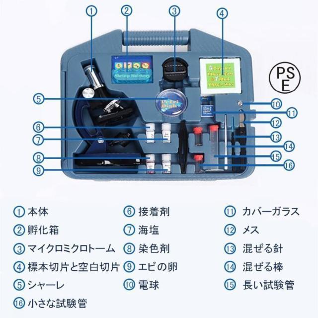 顕微鏡 子供用 キッズ 1200倍 LED ライト ルーペ 拡大鏡 虫眼鏡 LEDライト 小学生 中学生 生物 倍率切り替え可 進学 入学祝い 学生_9