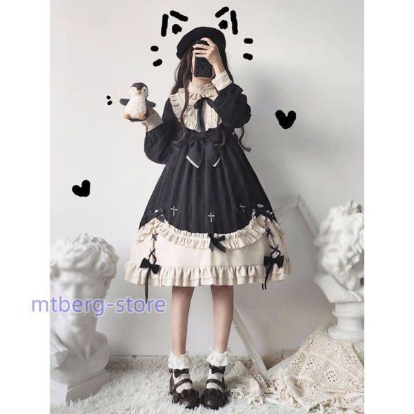 ロリータ ワンピース ゴスロリ メイド ワンピース ゴシック コスプレ パーティードレス コスチューム 衣装 ハロウィン クリスマス ef014ze_1