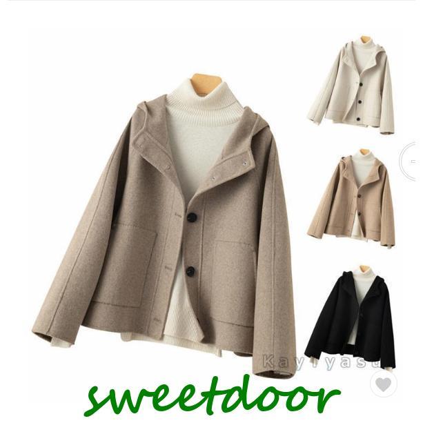 ウールコート チェスターコート レディース ダブルフェイスコート リバーコート ラシャコート 洋服 アウター フード付き 冬 通勤 OL おしゃれ