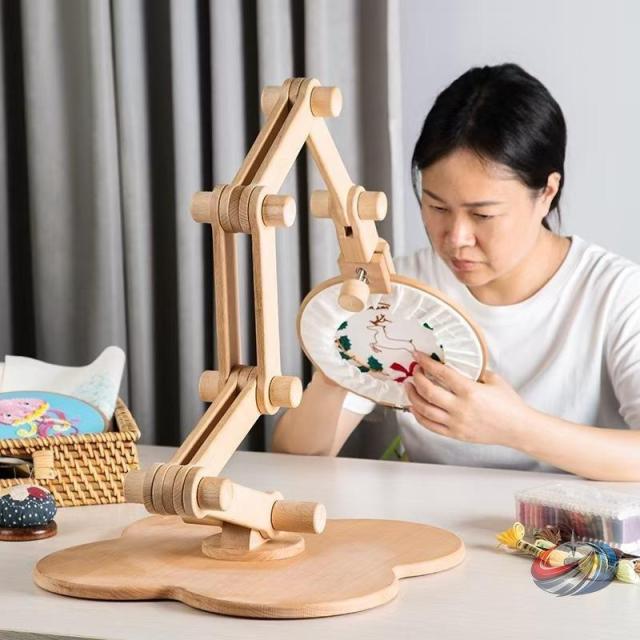 刺繍刺繍枠スタンド調整可能な回転刺繍フレーム木製スタンディングタイプ刺繍台360度回転手芸用品ハンドメイド手作り調節可能な回転刺繍フレームスタン