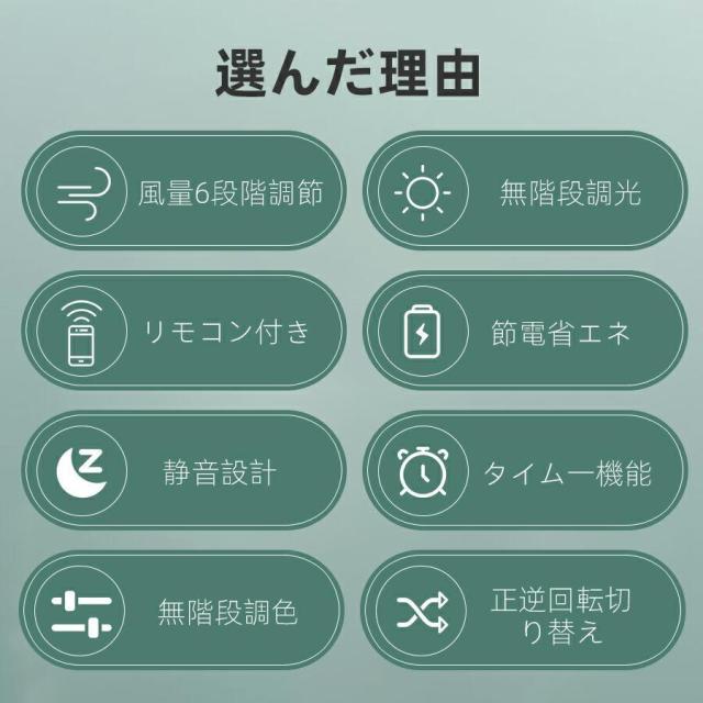 シーリングファン シーリングファンライト 照明 ライト 調光調色 ファン付き照明 寝室 照明器具 天井照明 扇風機 APP対応 静音 節電 省エネ 五年間保証付き_2