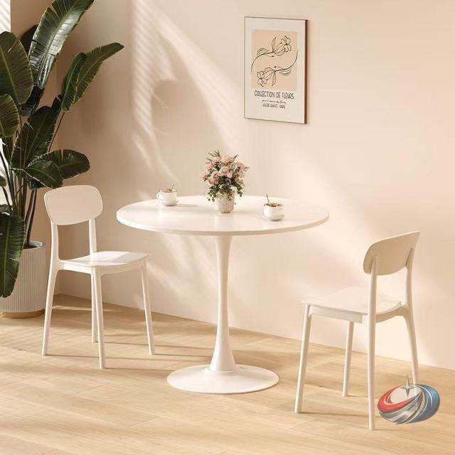 丸テーブル 白 円形ダイニングテーブル 幅60/70/80cm  MDF＋スチール 組み立て簡単 お手入れ簡単 省スペース 2人用/3人用 おしゃれに