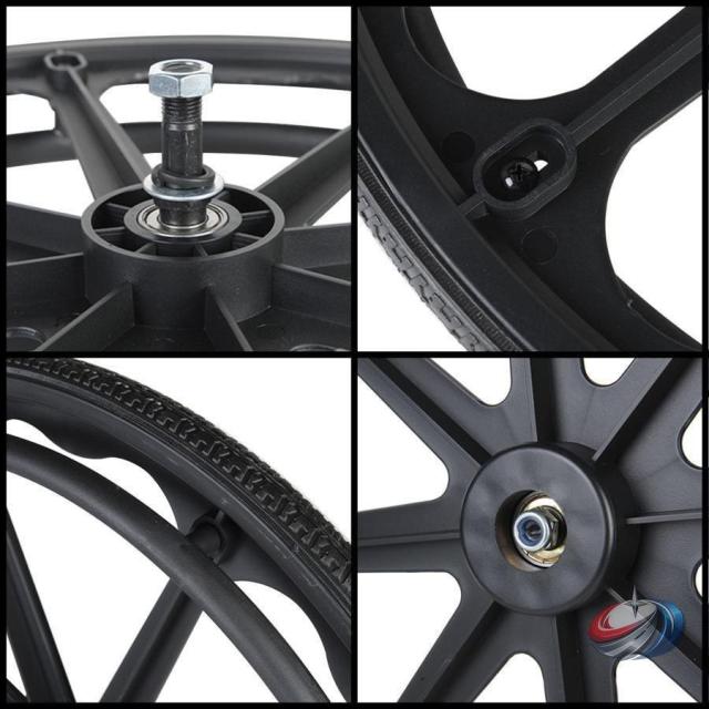 車椅子用ホイール 後輪 キャスター2個セット 20/22/24インチ  固体ポリウレタン プッシュリム付き 交換用に 走行安定 耐久性重視_5