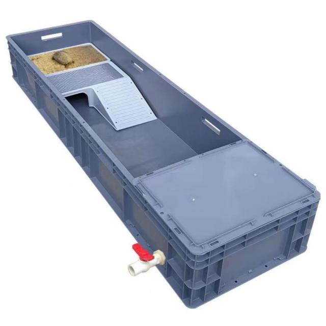 亀水槽 大型カメ槽 亀飼育用プラスチック水槽 オープン水槽 爬虫類ケース タートルプラスチックエサ皿 日光浴ができるオープンデザイン