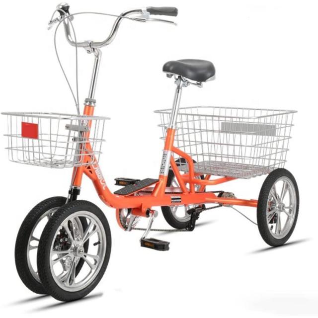 三輪自転車 １４インチ 高齢者向け 座席高さ調節 買い物かご ダブルブレーキで安心 ショッピングやレクリエーションに 安定した３輪バイク_11