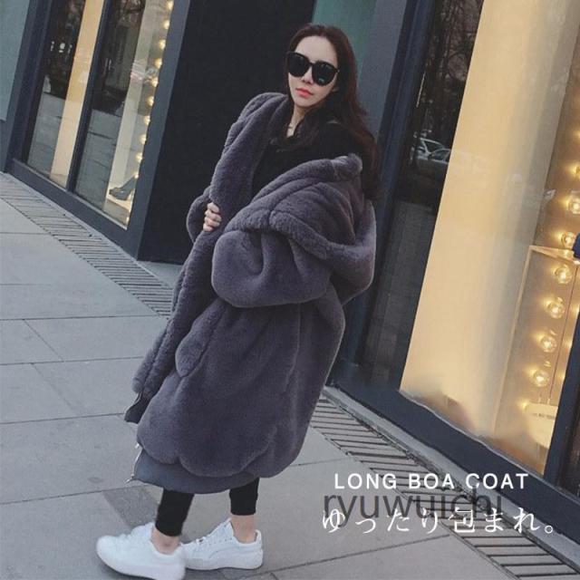 フェイクファーコート ファーコート レデイース 毛皮コート ジャケット モコモコ ボアコートフォックス ロング丈 長袖 アウター フード付き