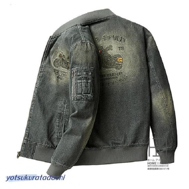 デニムジャケット メンズ スタジャン ユーズド加工 刺繍入り おしゃれ スタイリッシュ ?Gジャン ストリート ワークジャケット カジュアル アウター