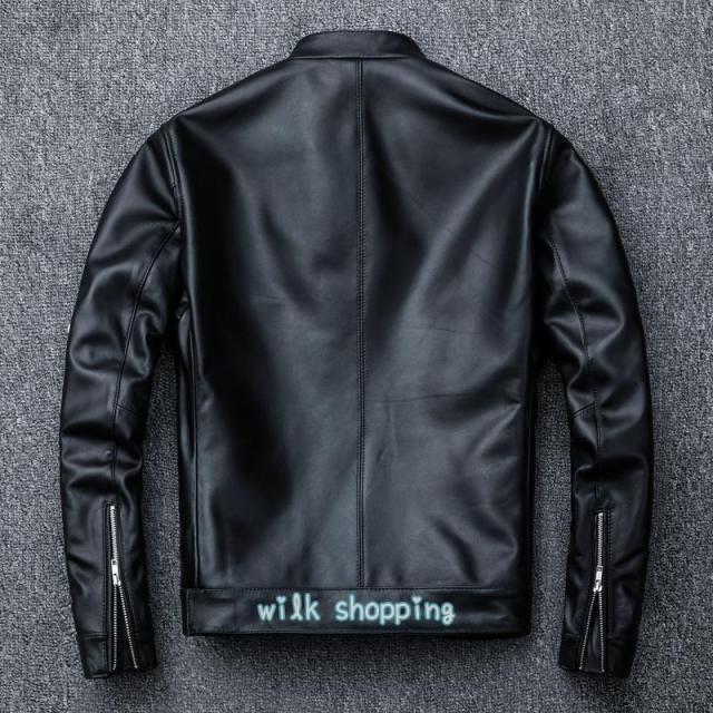 革ジャン レザー 本革 バイク ライダース 羊革 シングル ショート スリムタイプ 細身 ミリタリー レザーコート_1
