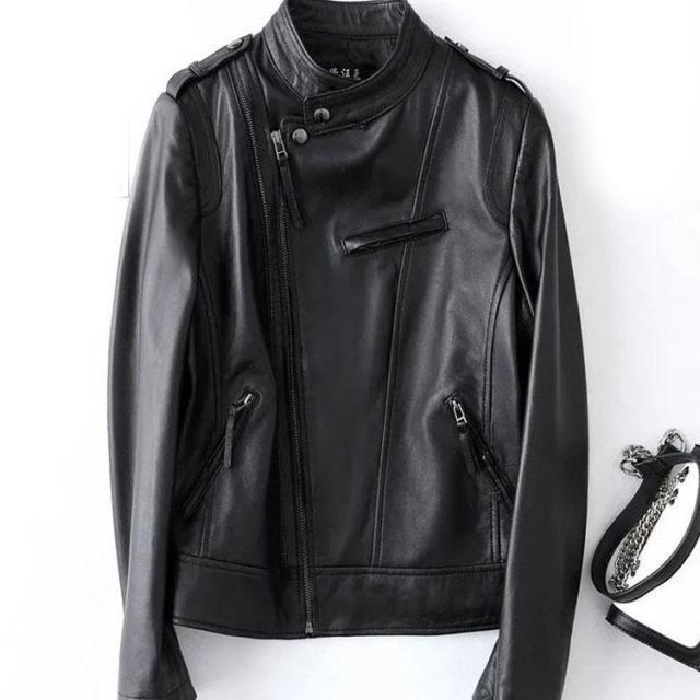 レディース革ジャン 本革　秋冬　レザー ライダース ラム革 バイクウェア シングル 女性用　上品　防寒防風