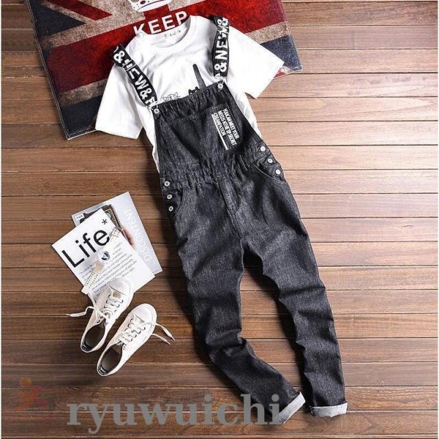 オーバーオール メンズ レディース つなぎ オールインワン デニムパンツ ロング カップル ワークパンツ スリム 細身 カジュアル 男女兼用 春夏秋冬