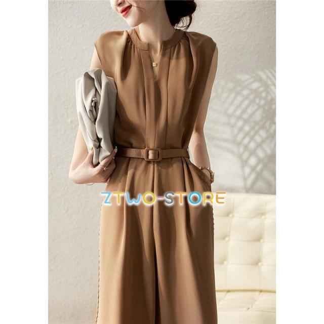 かっこいい パンツドレス セットアップ レディース パーティードレス 結婚式 お呼ばれドレス パンツ ノースリーブ 大きいサイズ 3L 韓国 ストライプ