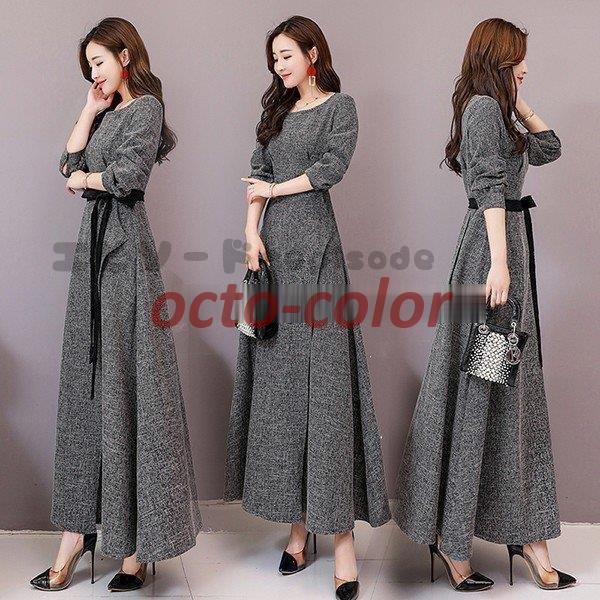 パーティードレス 結婚式 40代 30代 ロング 袖あり 長袖 韓国風 大きいサイズ フォーマルドレス マキシワンピース お呼ばれ 二次会 披露宴 謝恩会 上品 着痩せ