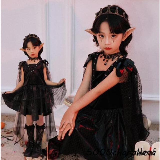 コスプレ衣装　子供精霊コスプレドレス　巫女　ワンピース　 悪魔 エンジェル 堕天使 衣装 黒 魔女 ワンピース キッズ コスチュ