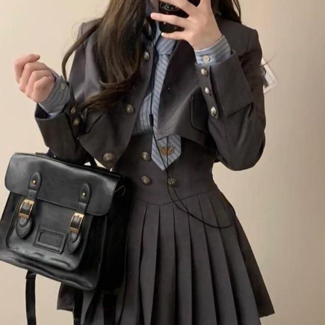 卒業式 制服 成人式 韓国 女の子 4点セット 入学式 中学生 スーツ ブレザー フォーマルスーツ 入学式スーツ 子供スーツ JK制服 女の子スーツ_1