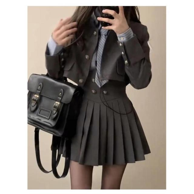 卒業式 制服 成人式 韓国 女の子 4点セット 入学式 中学生 スーツ ブレザー フォーマルスーツ 入学式スーツ 子供スーツ JK制服 女の子スーツ_10