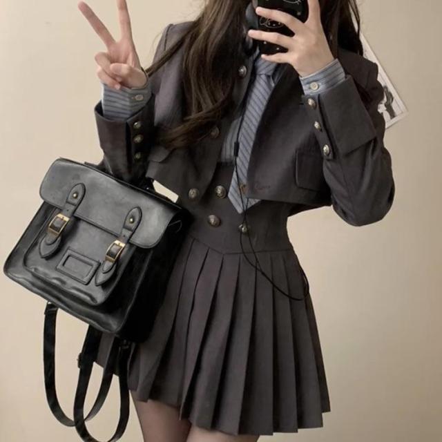 卒業式 制服 成人式 韓国 女の子 4点セット 入学式 中学生 スーツ ブレザー フォーマルスーツ 入学式スーツ 子供スーツ JK制服 女の子スーツ_2