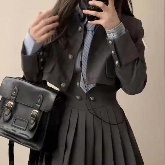 卒業式 制服 成人式 韓国 女の子 4点セット 入学式 中学生 スーツ ブレザー フォーマルスーツ 入学式スーツ 子供スーツ JK制服 女の子スーツ_4