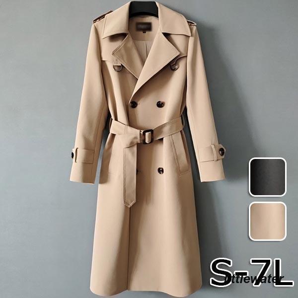 トレンチコート メンズ アウター コート ロング丈無地 春 秋 オーバーサイズ スプリングコート ゆったり 秋コート 通勤 通学 お出かけ