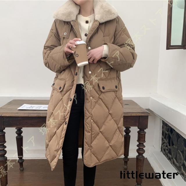 ダウンジャケット ロング丈 厚手 ダウンコート レディース ダウン 裏毛ネック付きコート アウター 大人 ファー コート ロング 大きいサイズ ゆったり 防寒