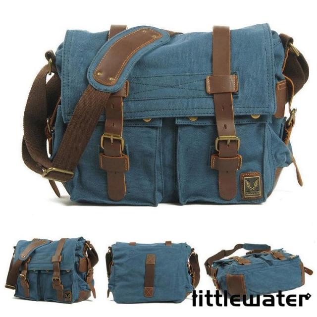 メッセンジャーバッグ キャンパス　　大きめ　鞄 メンズ　斜めがけ　ビジネス　帆布ショルダーバッグ　メンズ　多収納ポケット A4 通勤 通学2way