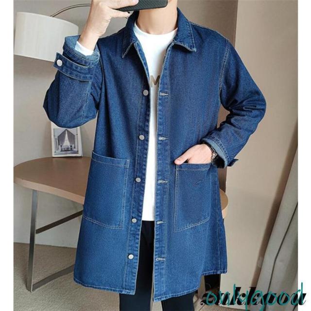 トレンチコート メンズ デニム ロングコート スプリングコート Ｐコート デニムトレンチコート アウター 通勤 春服 コート_2
