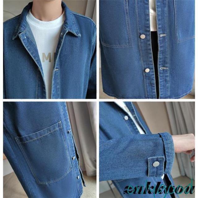 トレンチコート メンズ デニム ロングコート スプリングコート Ｐコート デニムトレンチコート アウター 通勤 春服 コート_9