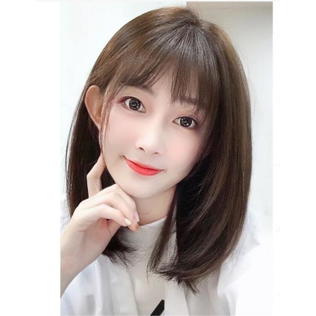 自然な人毛100%フルウィッグ レディース人毛ウィッグ ボブ ショート セミロング 女性 用 かつら デイリー イメチェン ファッションウィッグ 耐熱_1