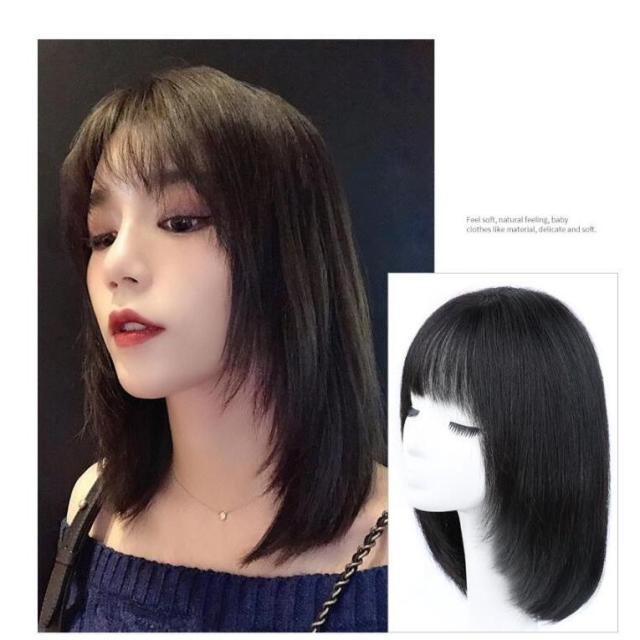自然な人毛100%フルウィッグ レディース人毛ウィッグ ボブ ショート セミロング 女性 用 かつら デイリー イメチェン ファッションウィッグ 耐熱_2