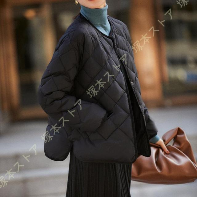 前開き キルティング インナーダウン レディース ロング ライトダウン 2way ダウンジャケット 前開き ロングダウン ダウンインナー ジャケット ノーカラー