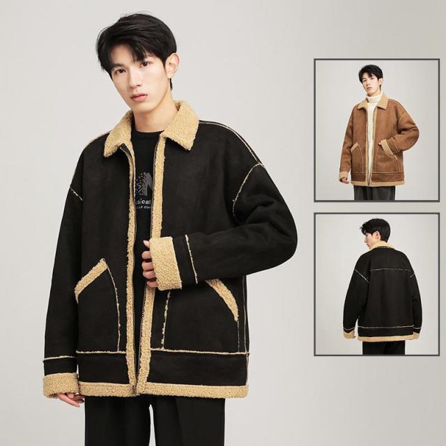 ムートンコート メンズ ボアジャケット フェイクムートン 大きいサイズ ブルゾン フード付き 防寒ジャケット ジャンパー ショート丈 暖かい 秋冬