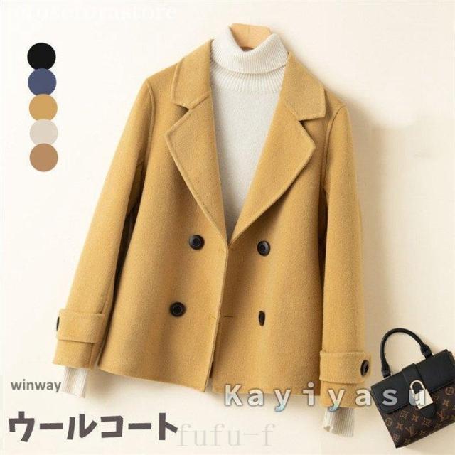 ウールジャケットレディースウールコートリバーコートダブルフェイスラシャコートカシミヤ洋服アウター冬Pコート通勤OL