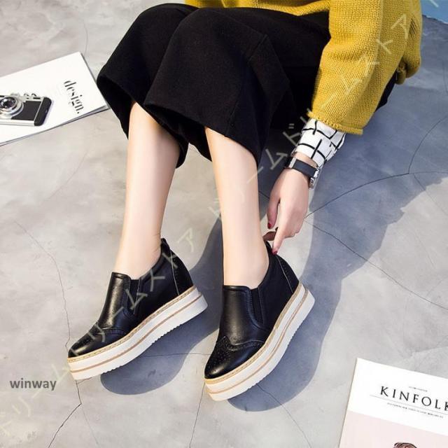 スニーカー スリッポン レディース 厚底 インソールスリッポン