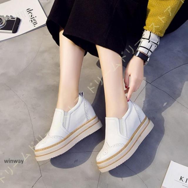 スニーカー スリッポン レディース 厚底 インソールスリッポン