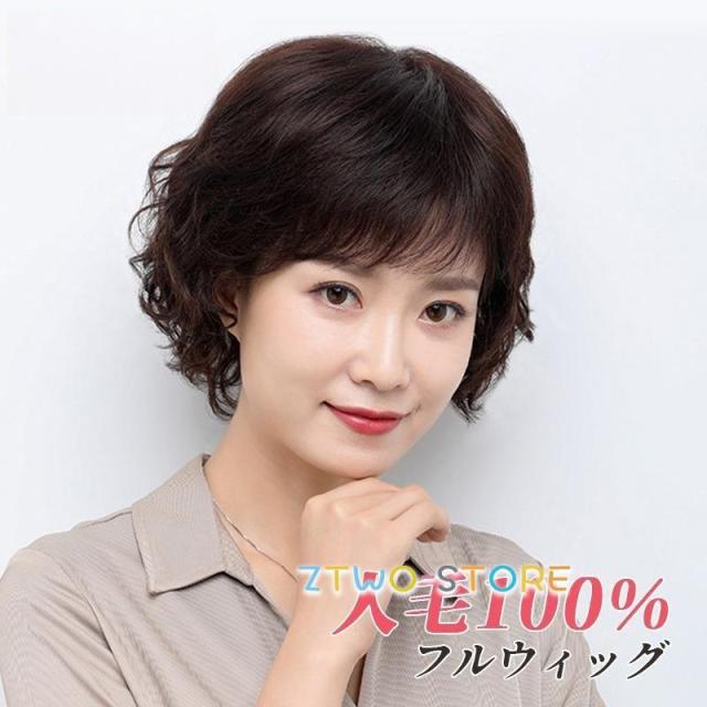 ウィッグ 人毛100% 女性 ボブ 自然 中高年 立体感 白髪隠す 円形脱毛症 総手植え 通気 頭頂部 ブラック ブラウン 普段使い 編み込み 薄毛 かつら