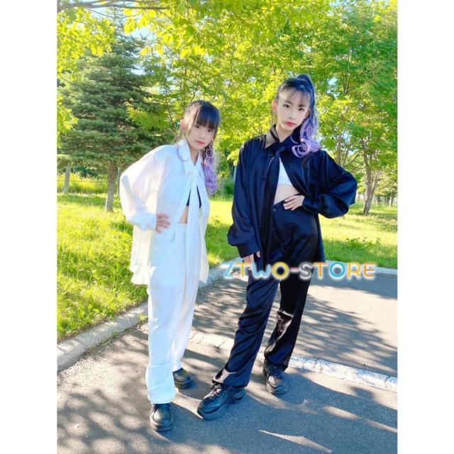 ダンス衣装 セットアップ シャツ パンツ ジャズヒップホップ メンズ レディース キッズ ダンス衣装 K-POP 韓国 白 赤 青 黒 グレー 紫_1