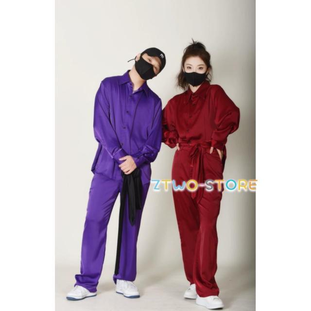 ダンス衣装 セットアップ シャツ パンツ ジャズヒップホップ メンズ レディース キッズ ダンス衣装 K-POP 韓国 白 赤 青 黒 グレー 紫_14