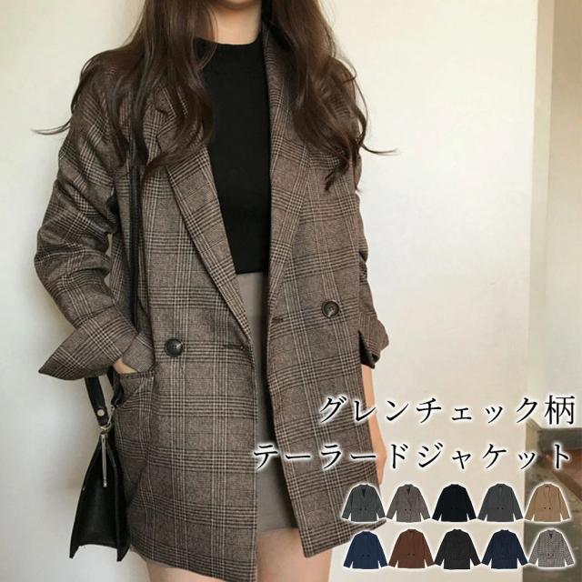 テーラードジャケット レディース コート アウター 薄手 長袖 ミディアム丈 ライトアウター 羽織り 袖スリット 裏地 グレンチェック柄 お洒落 可愛い メンズライク カジュアル シンプル スーツジャケット キレカジ ガーリー フェミニン スーツの上から 普段使い 春 秋