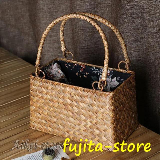 かごバッグ トートバッグ 手提げ 夏バッグ 海辺遊び レディース麦わら