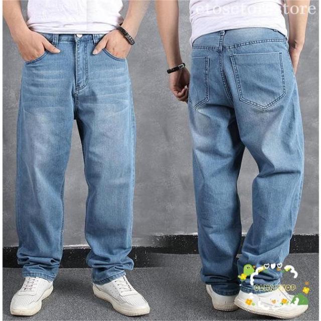 デニムパンツ メンズ ワイドパンツ ビッグシルエット ジーンズ バギーパンツ ルーズ デニム お洒落 春秋 HIPHOP 大きいサイズ ゆったり