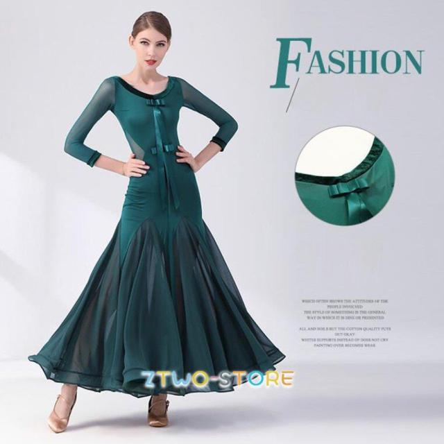 爆買】社交ダンスドレスレディース モダンダンス ロング丈ワンピース