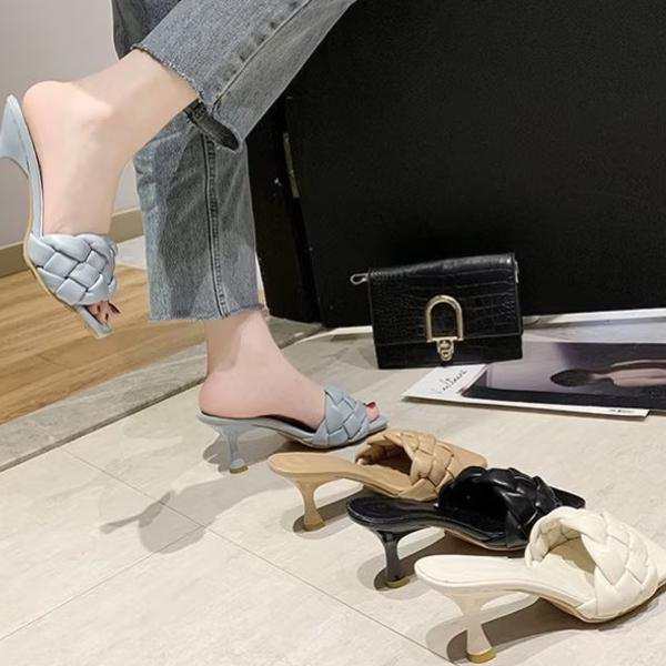 サンダル ミュール レディース スリッパ ビーチサンダル トレンド 人気 美脚 シューズ スクエアトゥ ピンヒール ミドルヒール ミュールサンダル ハイヒールの通販は